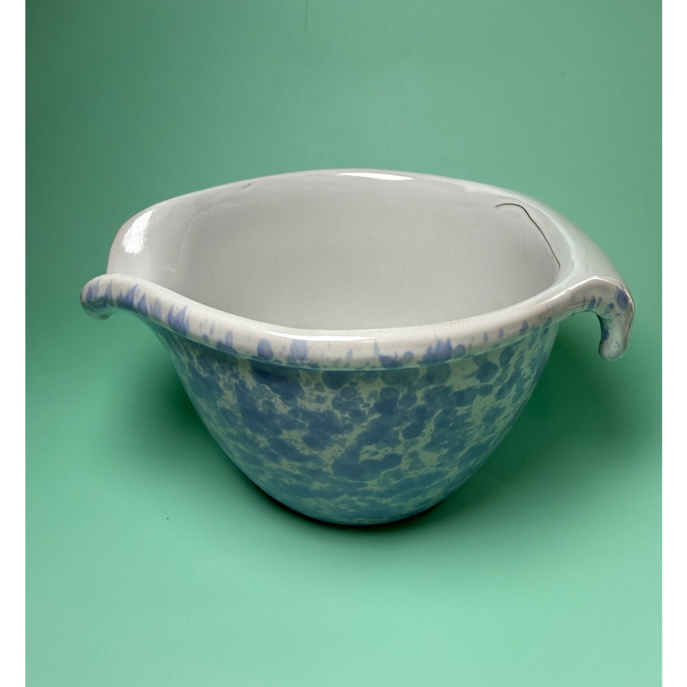 Bennington Potters Mixing Batter Bowl 1880 Pour Spout VT Morning Glory Blue READ - Picture 5 of 11
